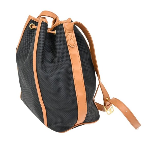 Saint Laurent YSL Logo Drawstring Shoulder Bag PVC Leather Navy Brown 38FC055 - Picture 15 of 16